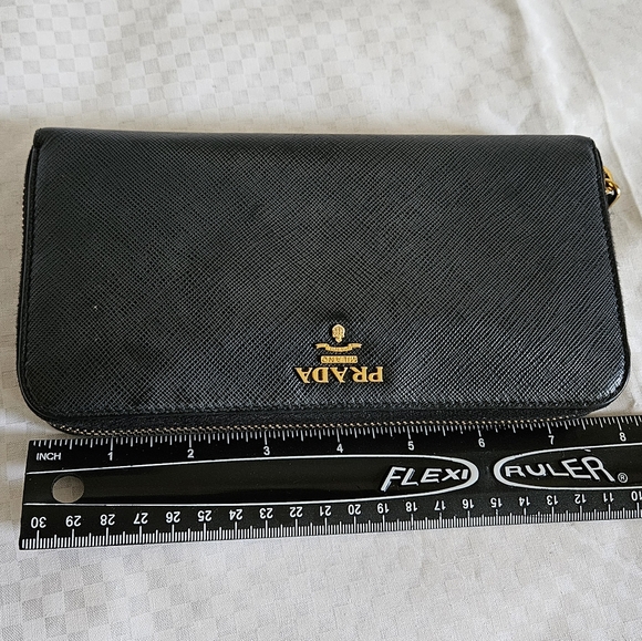 NDS Women's Prada Dark Grey Zip Around Continental Wallet - Picture 9 of 10